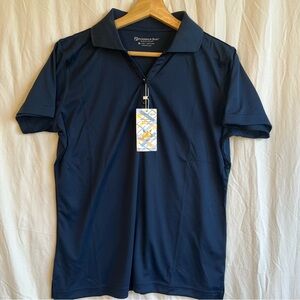 Eversole Tan Navy Polo Golf Shirt MoistureWicking breathable lightweight NWT SzS